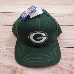 NEW Vintage Green Bay Packers Hat Cap Snap Back Green NFL Football Mens 90s B6‎